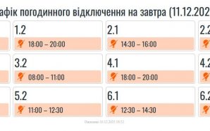 11 грудня на Прикарпатті діятимуть графіки погодинних вимкнень